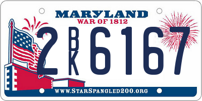 MD license plate 2BK6167