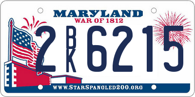 MD license plate 2BK6215