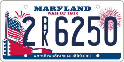 MD license plate 2BK6250