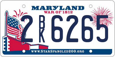 MD license plate 2BK6265