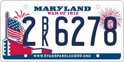 MD license plate 2BK6278