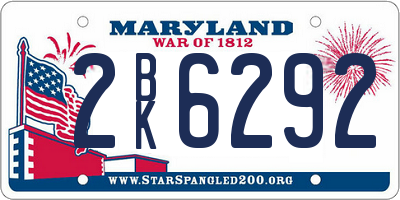 MD license plate 2BK6292