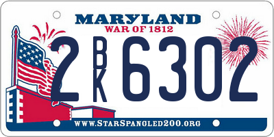 MD license plate 2BK6302