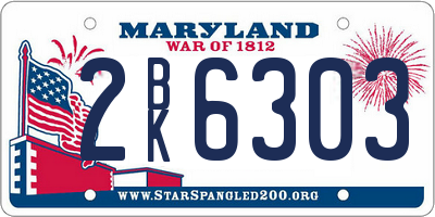MD license plate 2BK6303