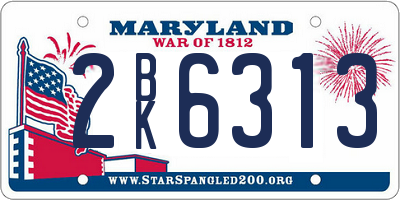 MD license plate 2BK6313
