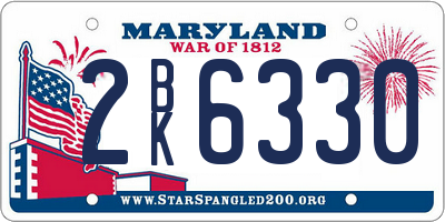 MD license plate 2BK6330