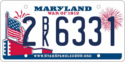 MD license plate 2BK6331