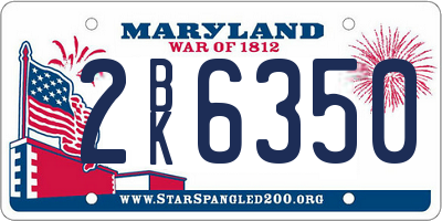 MD license plate 2BK6350