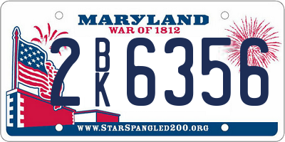 MD license plate 2BK6356
