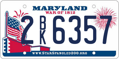 MD license plate 2BK6357