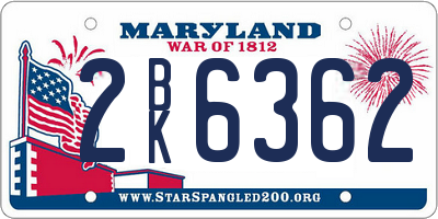 MD license plate 2BK6362