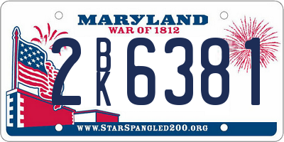 MD license plate 2BK6381