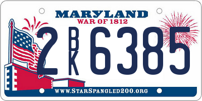 MD license plate 2BK6385
