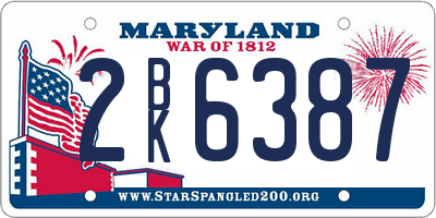 MD license plate 2BK6387