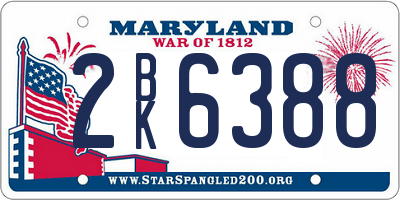 MD license plate 2BK6388
