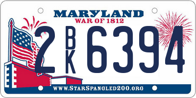MD license plate 2BK6394
