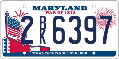 MD license plate 2BK6397