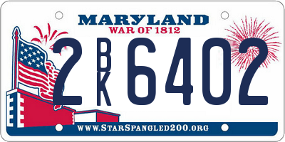 MD license plate 2BK6402