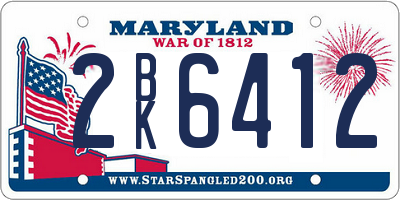 MD license plate 2BK6412