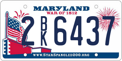 MD license plate 2BK6437