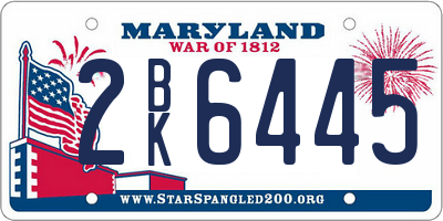 MD license plate 2BK6445