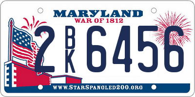 MD license plate 2BK6456