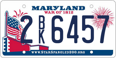 MD license plate 2BK6457