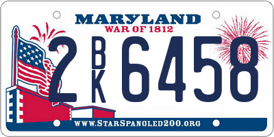 MD license plate 2BK6458