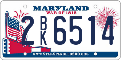 MD license plate 2BK6514