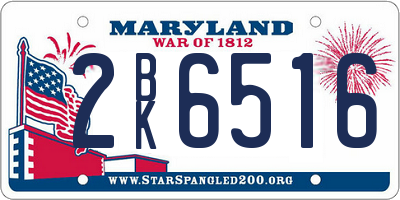 MD license plate 2BK6516