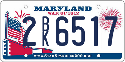 MD license plate 2BK6517