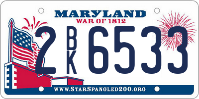 MD license plate 2BK6533