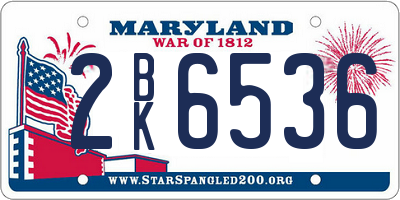 MD license plate 2BK6536