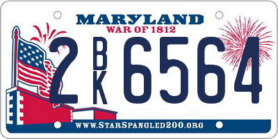 MD license plate 2BK6564