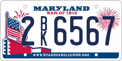 MD license plate 2BK6567