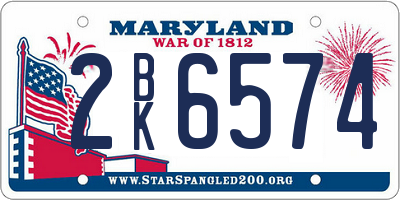 MD license plate 2BK6574