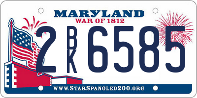 MD license plate 2BK6585