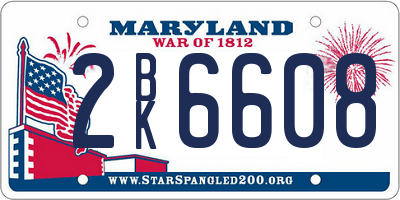 MD license plate 2BK6608