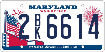 MD license plate 2BK6614