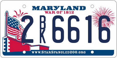 MD license plate 2BK6616
