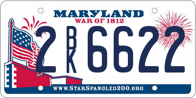 MD license plate 2BK6622
