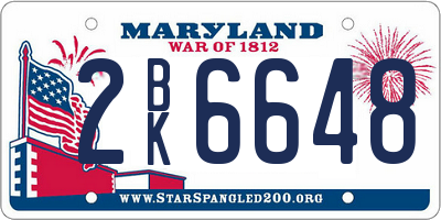 MD license plate 2BK6648