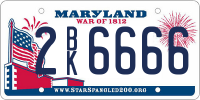 MD license plate 2BK6666