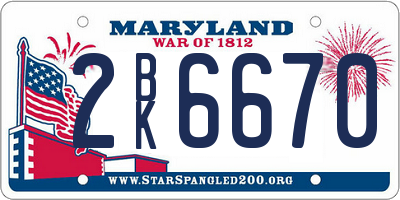 MD license plate 2BK6670