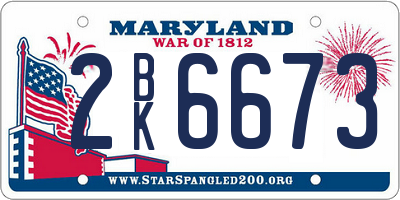 MD license plate 2BK6673