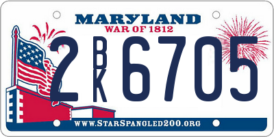 MD license plate 2BK6705