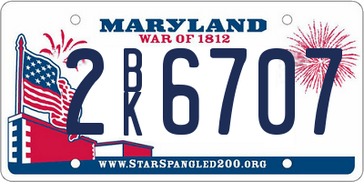 MD license plate 2BK6707