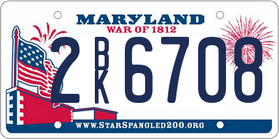 MD license plate 2BK6708