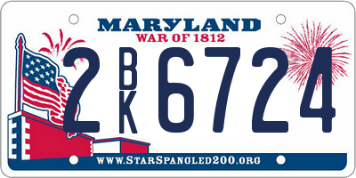 MD license plate 2BK6724