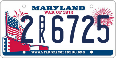MD license plate 2BK6725